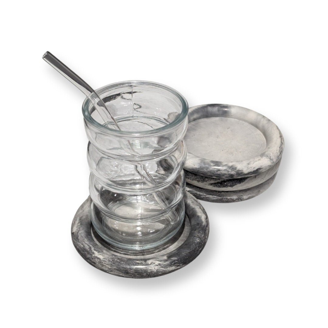 Handmade Set Of 4 Marble Concrete Coasters