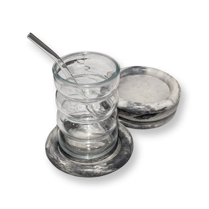 Handmade Set Of 4 Marble Concrete Coasters