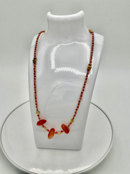 Extra Long Orange Agate Gemstone Beaded Necklace, 33\&amp;quot; Layering
