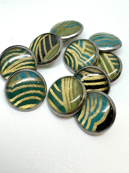 Small Round Buttons in Bold Colors - Black Gold Blue Green - 12mm