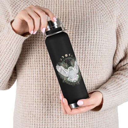 Moon Phase Snowy Owl Copper Vacuum Insulated Bottle, 22oz
