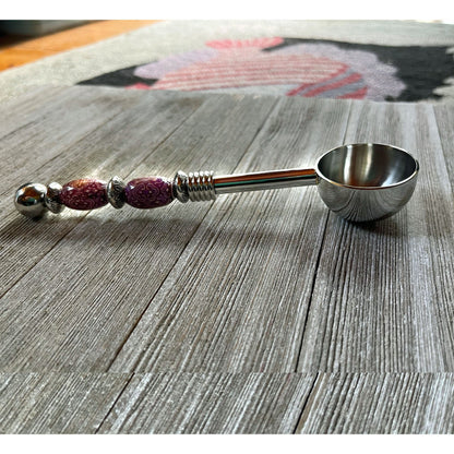 Beaded Coffee Scoop - Mood Bead Color Change Herb Scoop showing the deep bowl design, perfect for measuring coffee, tea, or bath salts.
