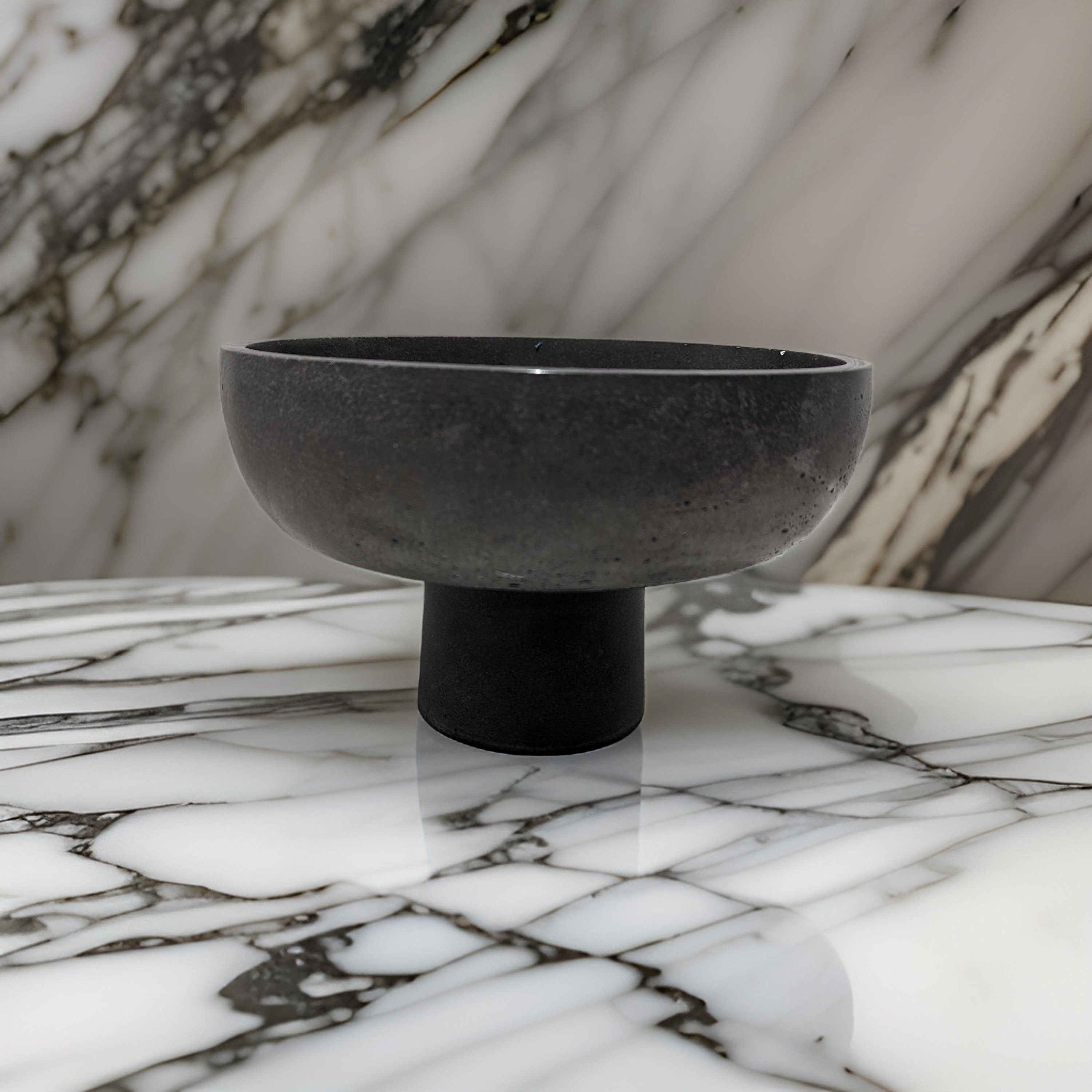 Modern Concrete Pedestal Bowl, Brutalist Centerpiece Bowl, Minimalist Footed Fruit Bowl, Decorative Catchall Dish, Stone Coffee Table Decor