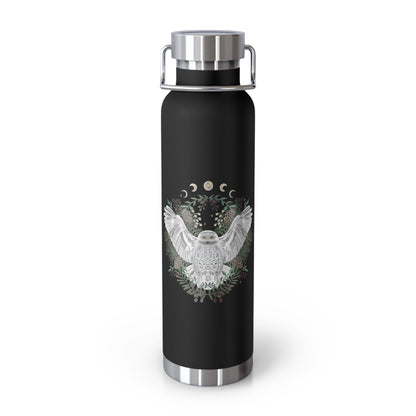 Moon Phase Snowy Owl Copper Vacuum Insulated Bottle, 22oz