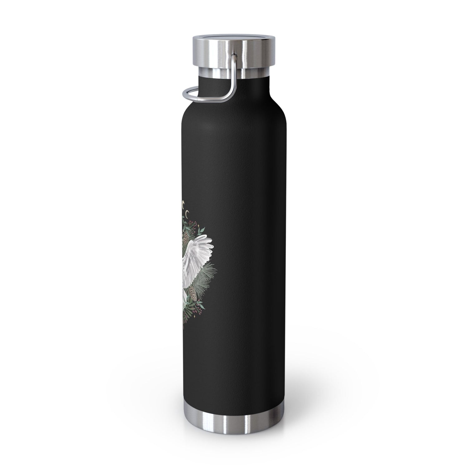 Moon Phase Snowy Owl Copper Vacuum Insulated Bottle, 22oz