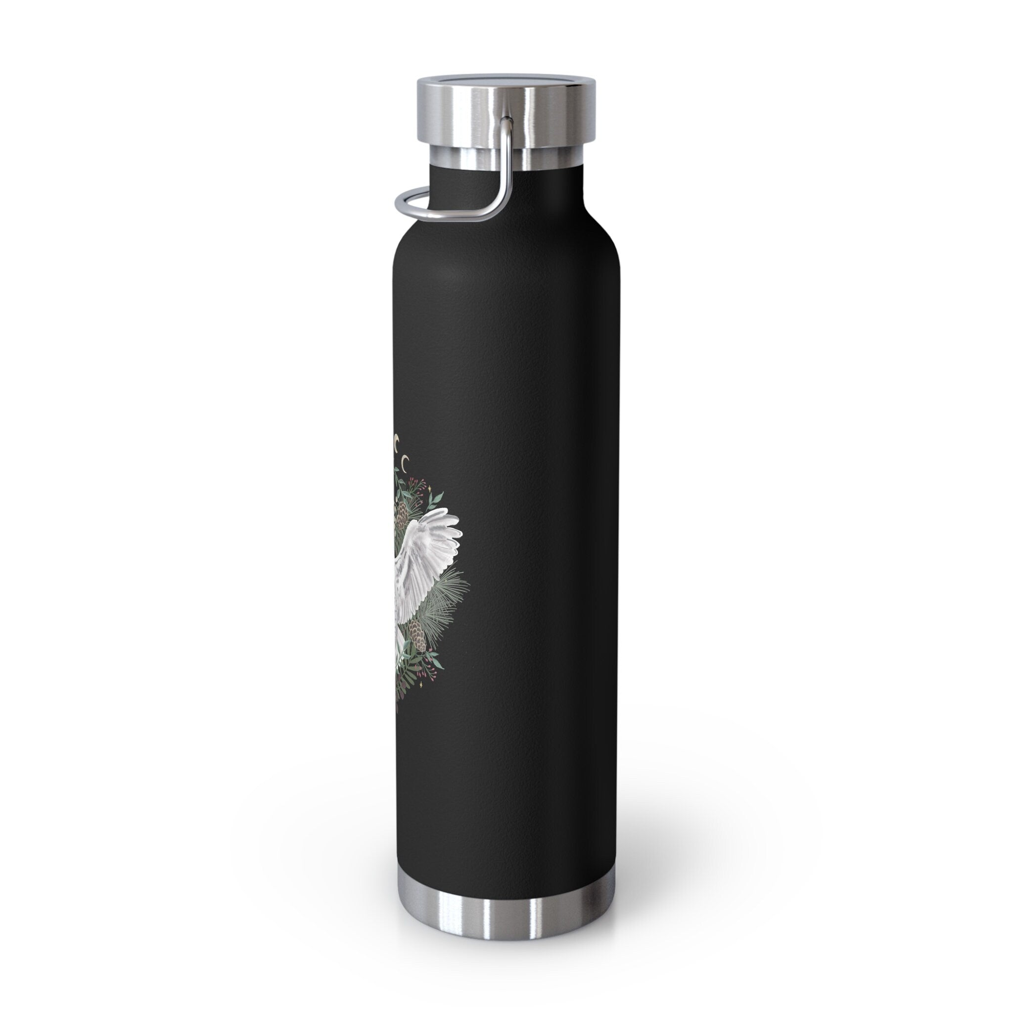 Moon Phase Snowy Owl Copper Vacuum Insulated Bottle, 22oz