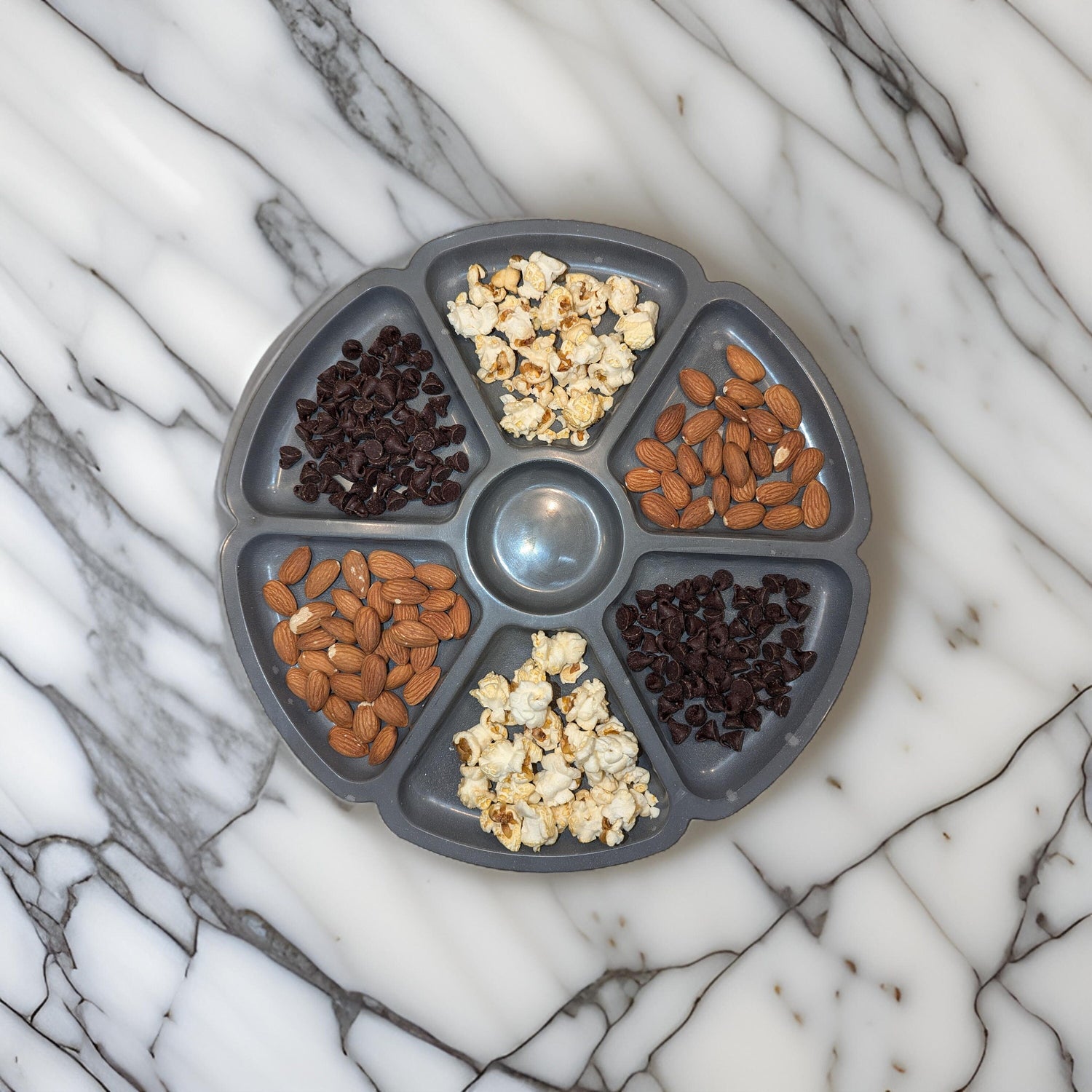 Concrete Serving Tray with 7 Compartments | Food Safe Modern Charcuterie Board | Minimalist Divided Snack Platter