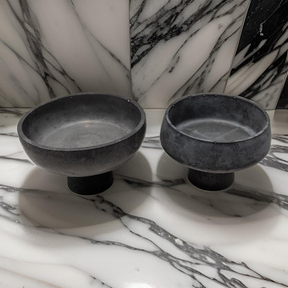 Modern Concrete Pedestal Bowl, Brutalist Centerpiece Bowl, Minimalist Footed Fruit Bowl, Decorative Catchall Dish, Stone Coffee Table Decor
