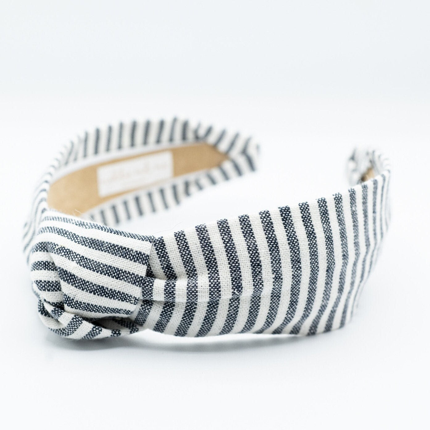 Striped Knot Headband, Linen Cotton Blend, Comfortable Alice Band