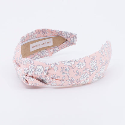 Peach Floral Liberty London Knotted Headband: Girls, Tween, Women