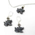 Fantasy Themed Jewelry - Carved Black Hematite Dragon Earrings & Necklace Set, Unique Gamer Gift