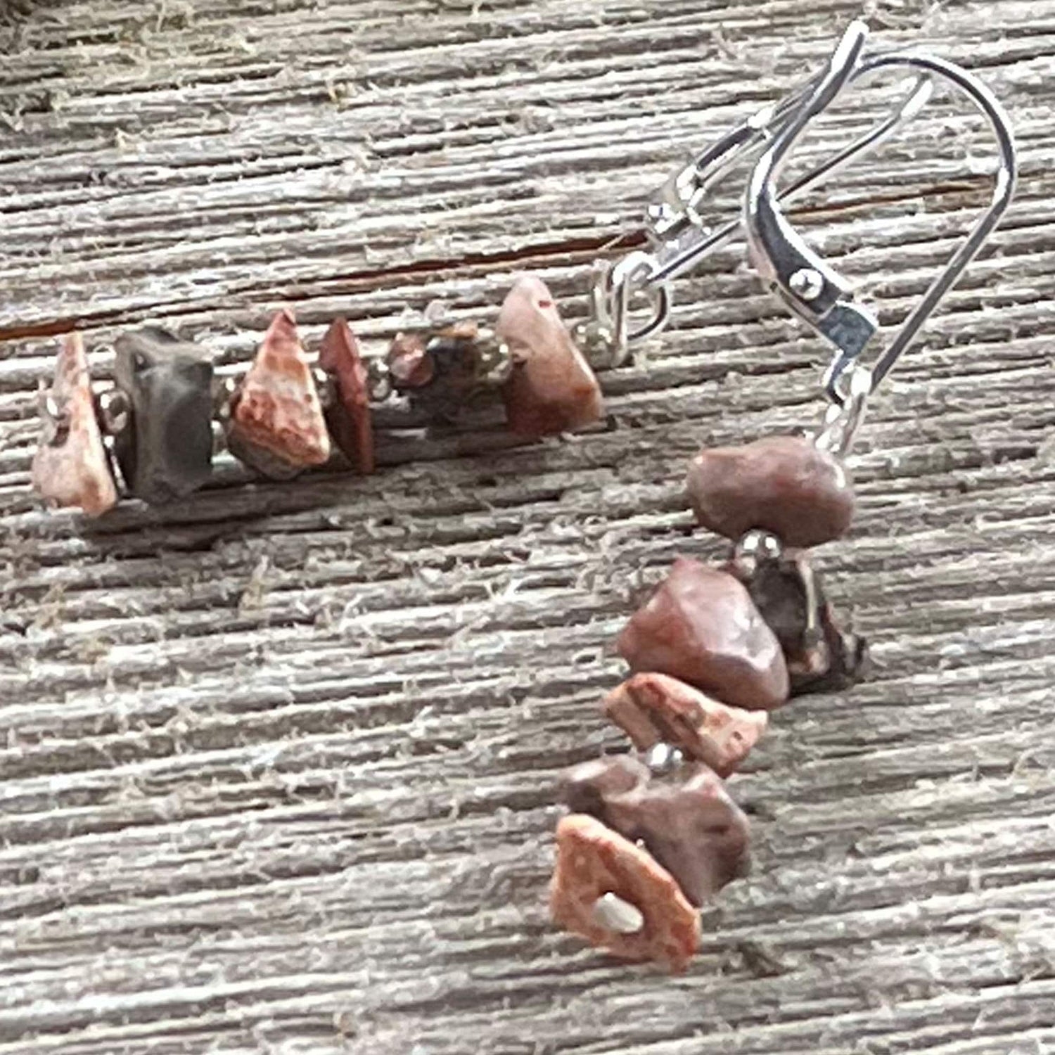 Double Strand Mixed Jasper Fragment Necklace showcasing the earthy tones and textures, part of the Jewelry Set designed by Gwynstone for beachcombers.