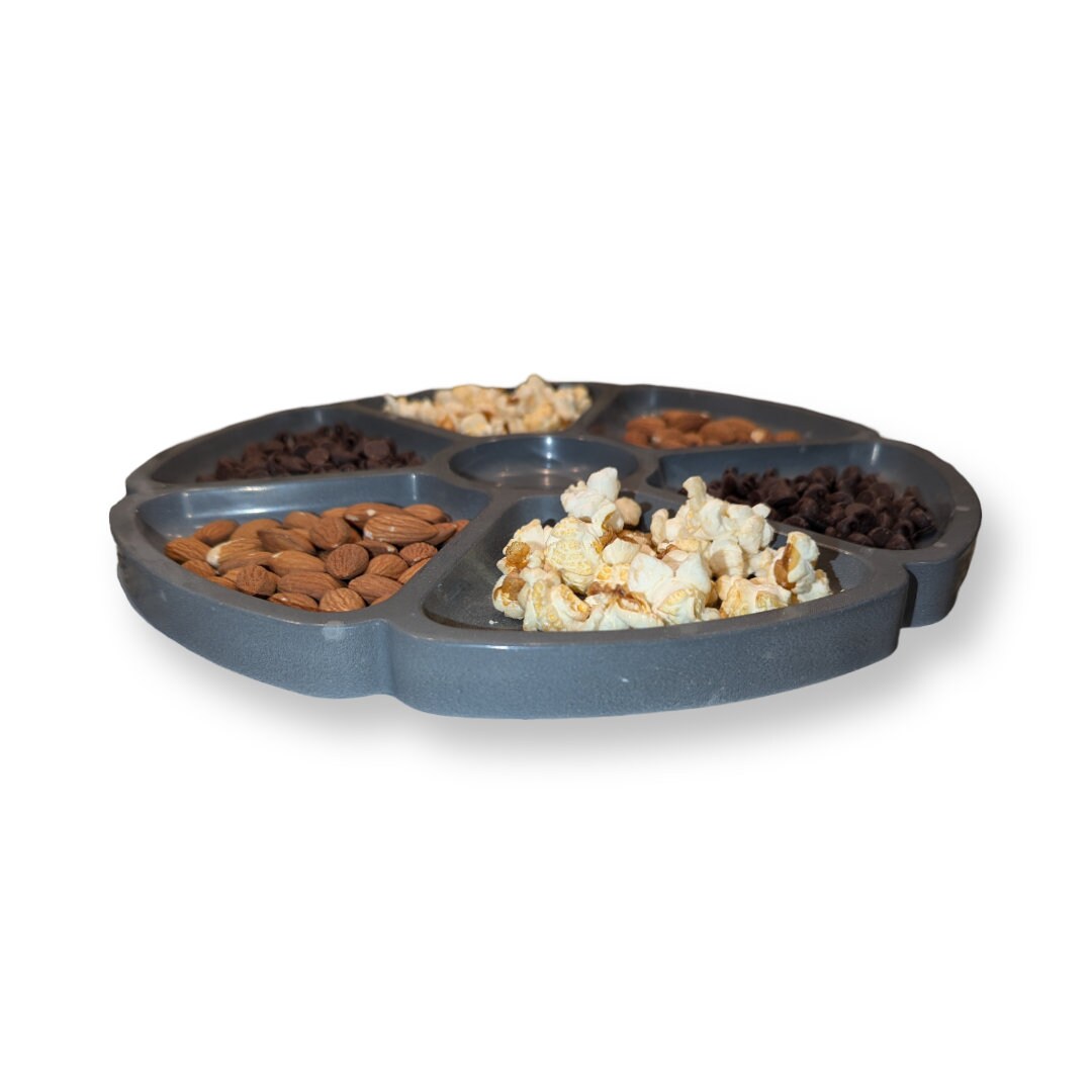 Concrete Serving Tray with 7 Compartments | Food Safe Modern Charcuterie Board | Minimalist Divided Snack Platter