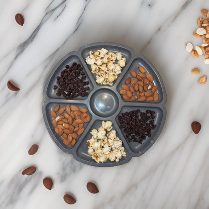 Concrete Serving Tray with 7 Compartments | Food Safe Modern Charcuterie Board | Minimalist Divided Snack Platter