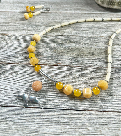 Matching earrings from the Silver Bird in Flight Necklace and Earring Set, featuring orange aventurine and sterling silver lever back design.