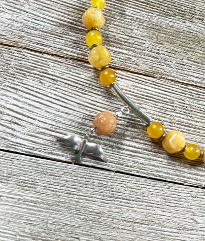 Matching Earrings from the Silver Bird in Flight Necklace and Earring Set, showcasing vibrant orange aventurine stones, perfect artisan gift.