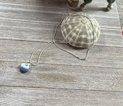 Blue Agate Pendant Minimalist Necklace - Simple Gift for a Friend, Self Care Gift, featuring a captivating eye motif and calming zen aesthetic.