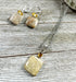 Fossil Coral Jewelry Set with Topaz Topper featuring a 24-inch necklace with a pendant and matching earrings, perfect gift for teamwork support.