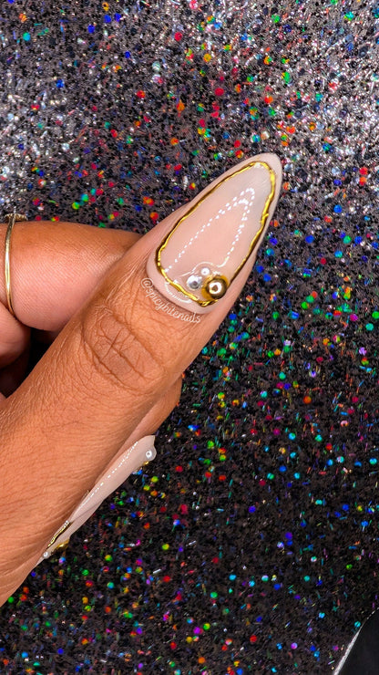 The Goddess - Nude and Gold False Press-On Nail Extensions 10pcs