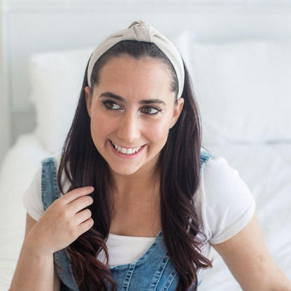 Knotted Linen Blend Headband, Neutral Fabric, Comfortable Fit