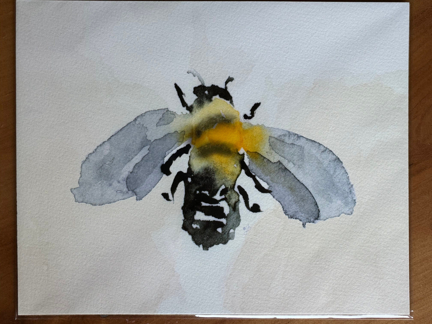 Watercolor Bee Art Print: Honeybee Painting, Unframed