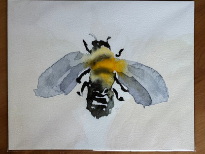 Watercolor Bee Art Print: Honeybee Painting, Unframed