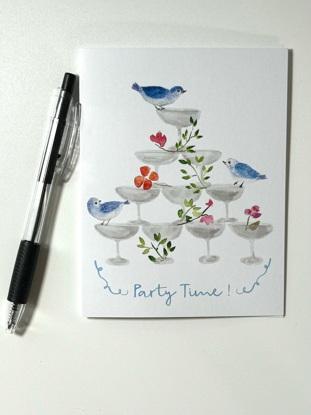 Party Time greeting card, Champagne celebration