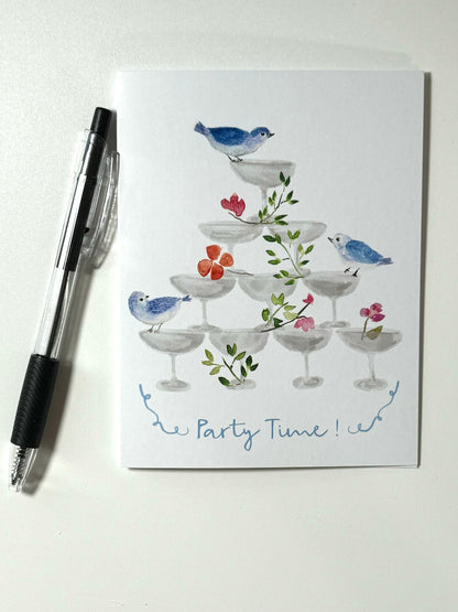Party Time greeting card, Champagne celebration