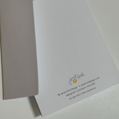 Party Time Tea greeting card, everyday celebration, blank card