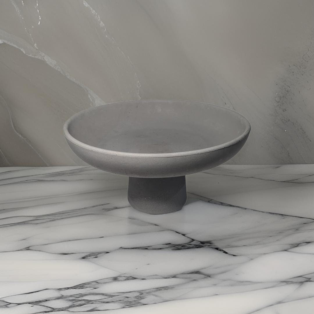 Gray Concrete Large Pedestal Bowl