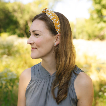 Liberty London Floral Knot Headband | Mustard Capel Fabric