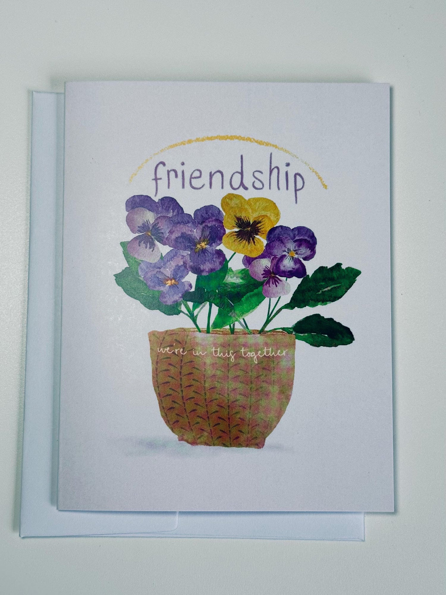 Watercolor Violets Friendship Card: Hand-Painted Blank Greeting