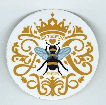 Queen Bee Sticker | Vintage Crown Illustration, Waterproof Vinyl Decal
