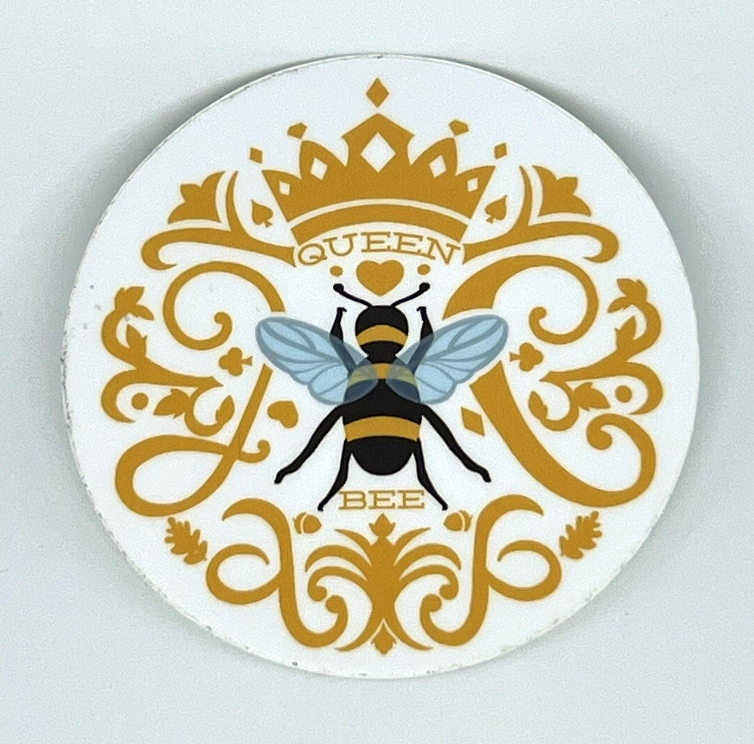 Queen Bee Sticker | Vintage Crown Illustration, Waterproof Vinyl Decal