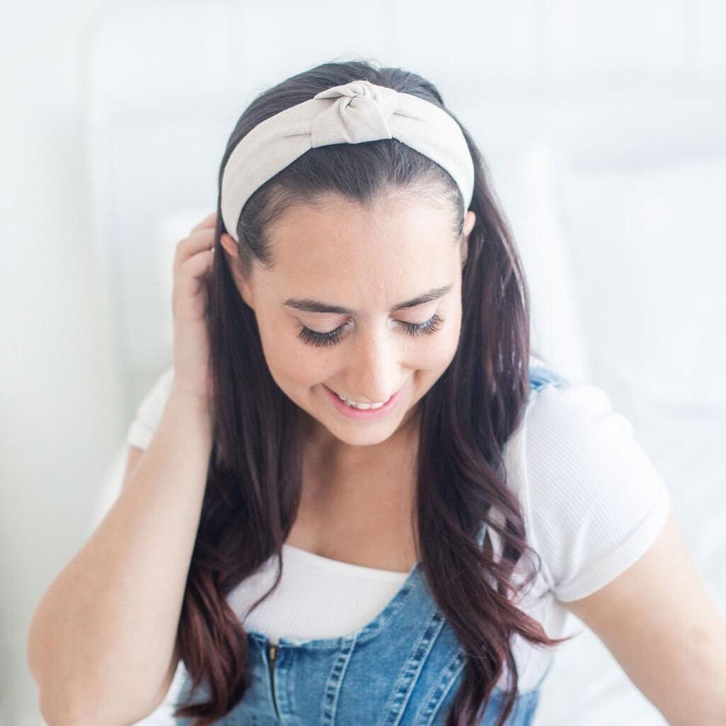 Knotted Linen Blend Headband, Neutral Fabric, Comfortable Fit