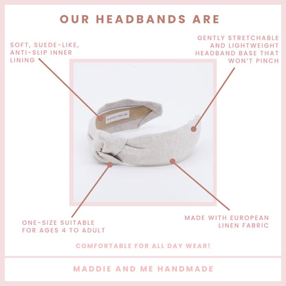 Knotted Linen Blend Headband, Neutral Fabric, Comfortable Fit