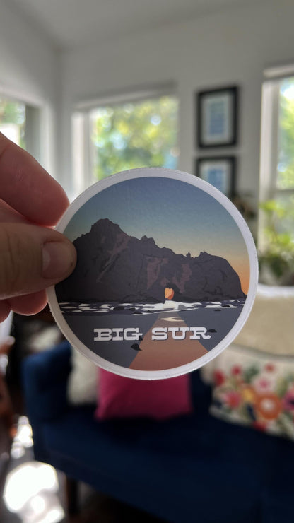 Big Sur California Coast Sticker | Vintage Inspired Retro Vinyl Decal (3&amp;quot; Round)