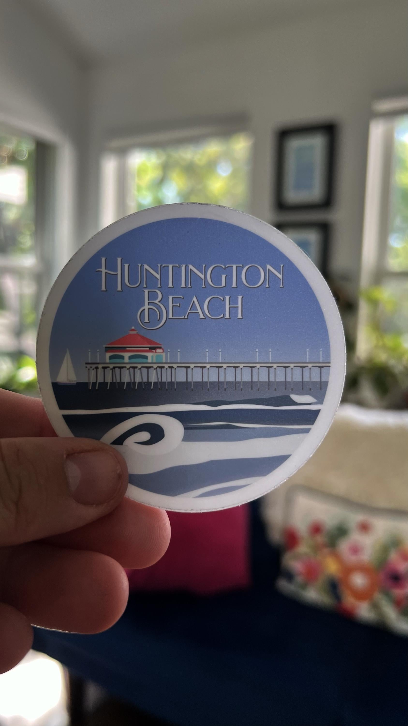 Huntington Beach Sticker | Surf City USA Vinyl Decal, Retro Beach Art