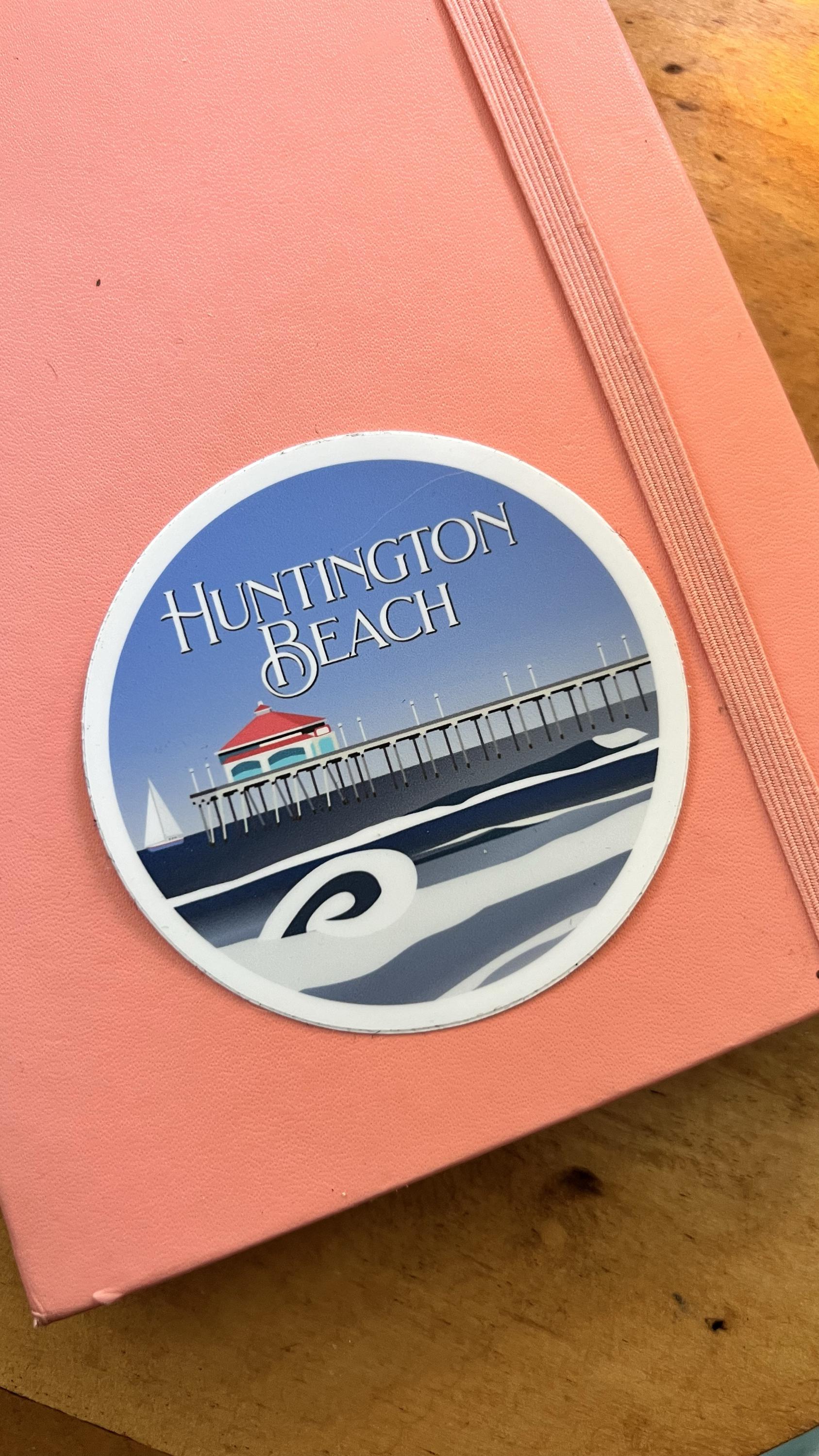 Huntington Beach Sticker | Surf City USA Vinyl Decal, Retro Beach Art