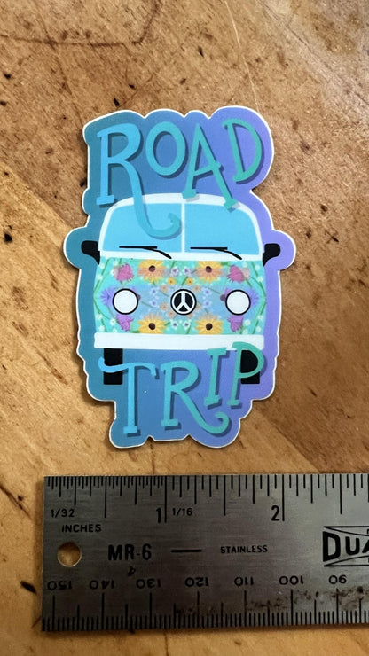 Vintage Road Trip Van Sticker | Floral Adventure Decal (3&amp;quot; Waterproof Vinyl)