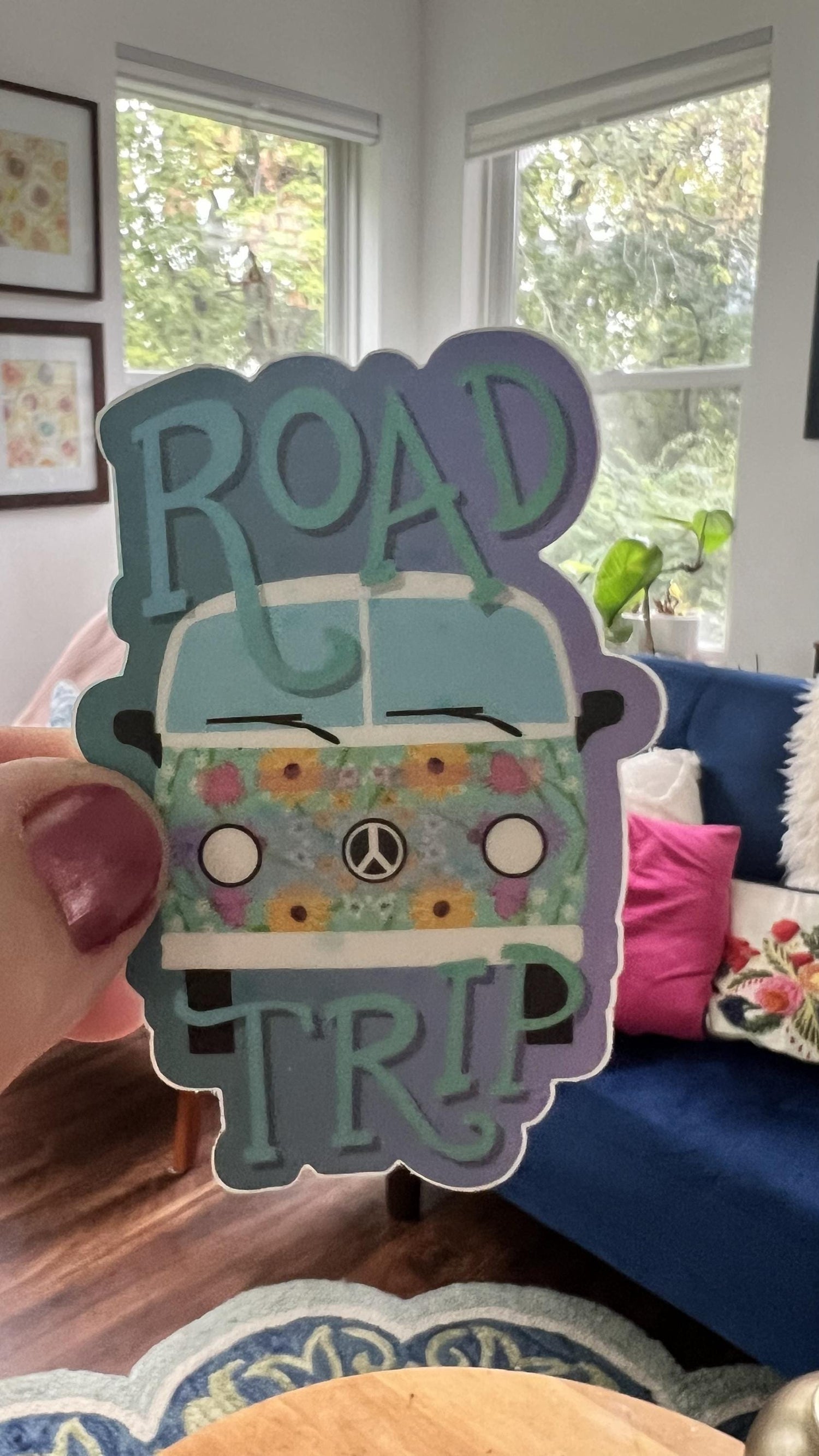 Vintage Road Trip Van Sticker | Floral Adventure Decal (3&amp;quot; Waterproof Vinyl)