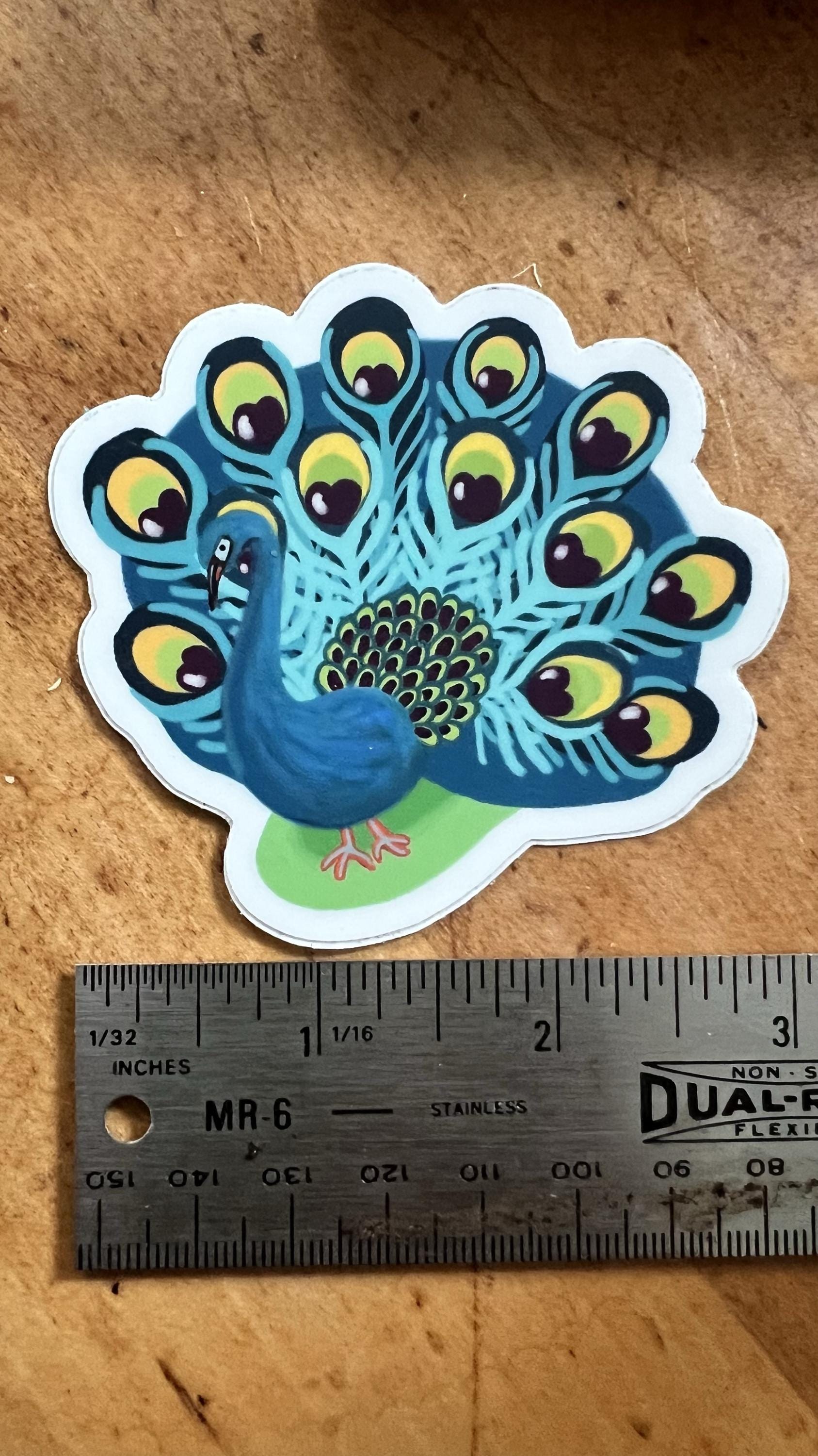Peacock Sticker | Vibrant Bird Art Sticker | Waterproof Vinyl Decal | Original Illustration | Nature Lover Gift