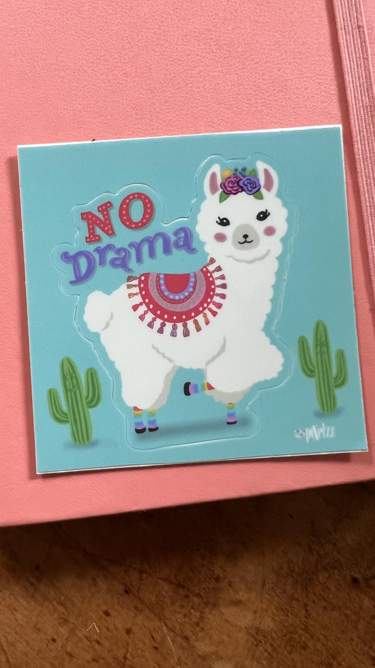 No Drama Llama Sticker | Funny Llama Sticker | Original Art Sticker | Laptop Sticker