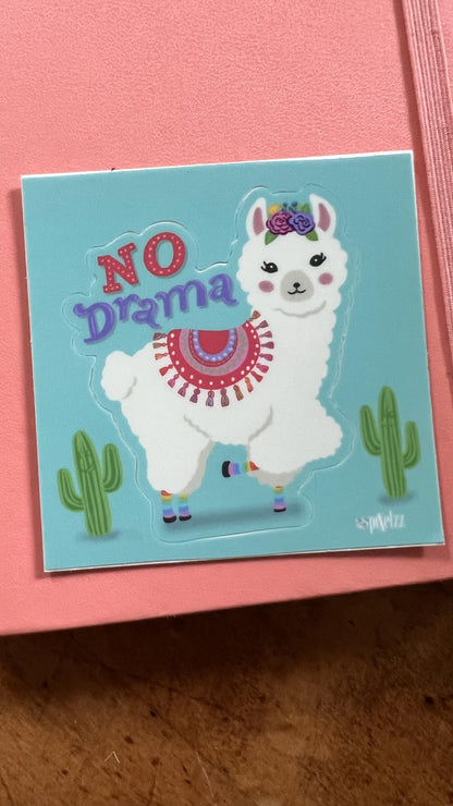 No Drama Llama Sticker | Funny Llama Sticker | Original Art Sticker | Laptop Sticker