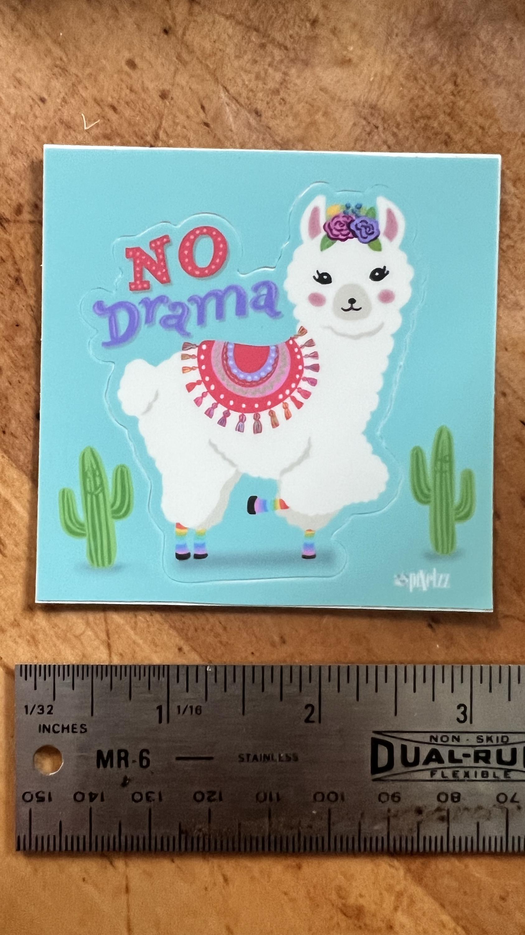 No Drama Llama Sticker | Funny Llama Sticker | Original Art Sticker | Laptop Sticker