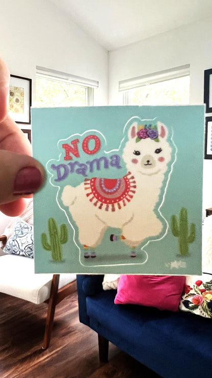 No Drama Llama Sticker | Funny Llama Sticker | Original Art Sticker | Laptop Sticker