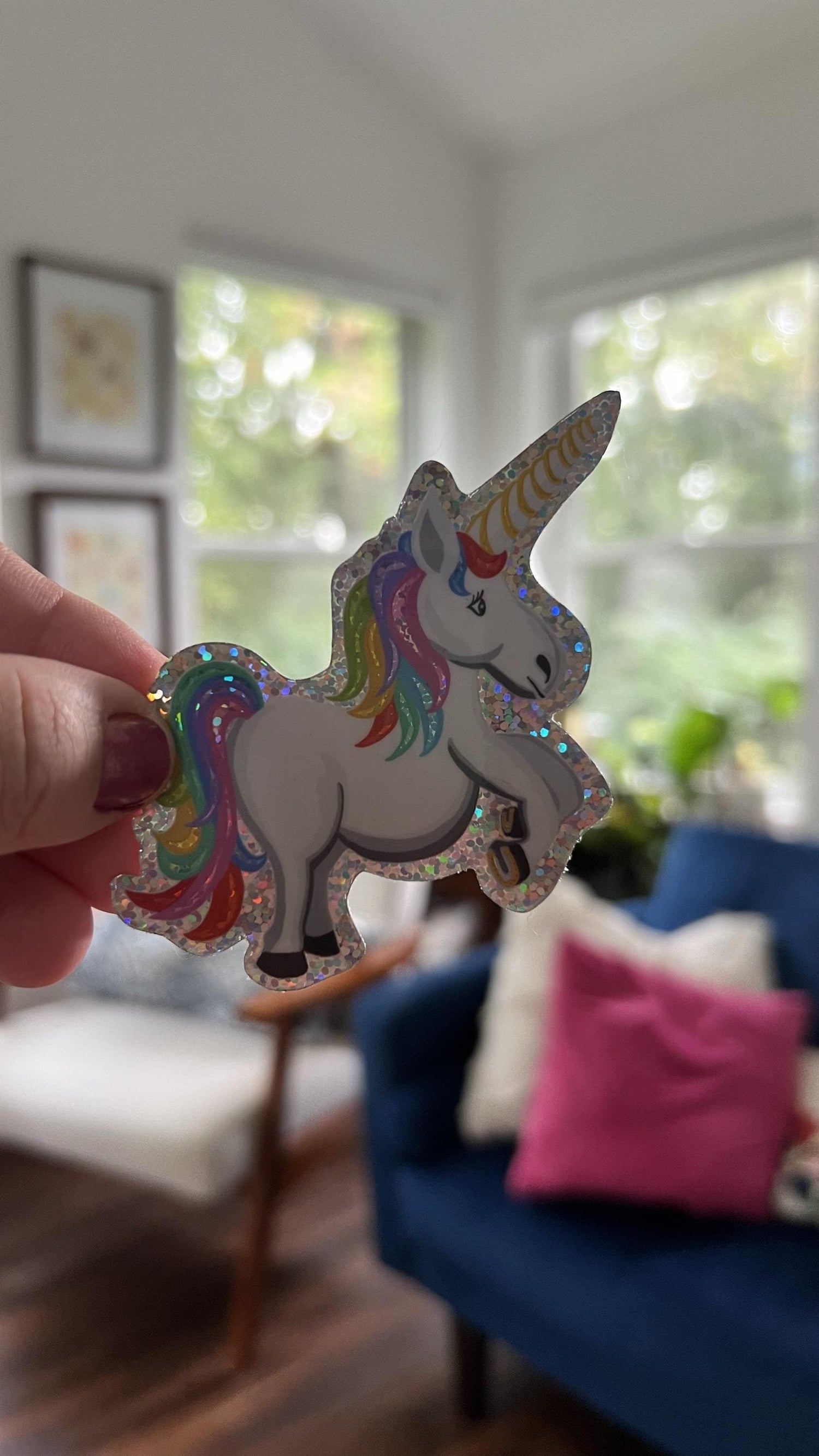 Holographic Unicorn Sticker | Rainbow Sparkle Vinyl Decal (Water Resistant)
