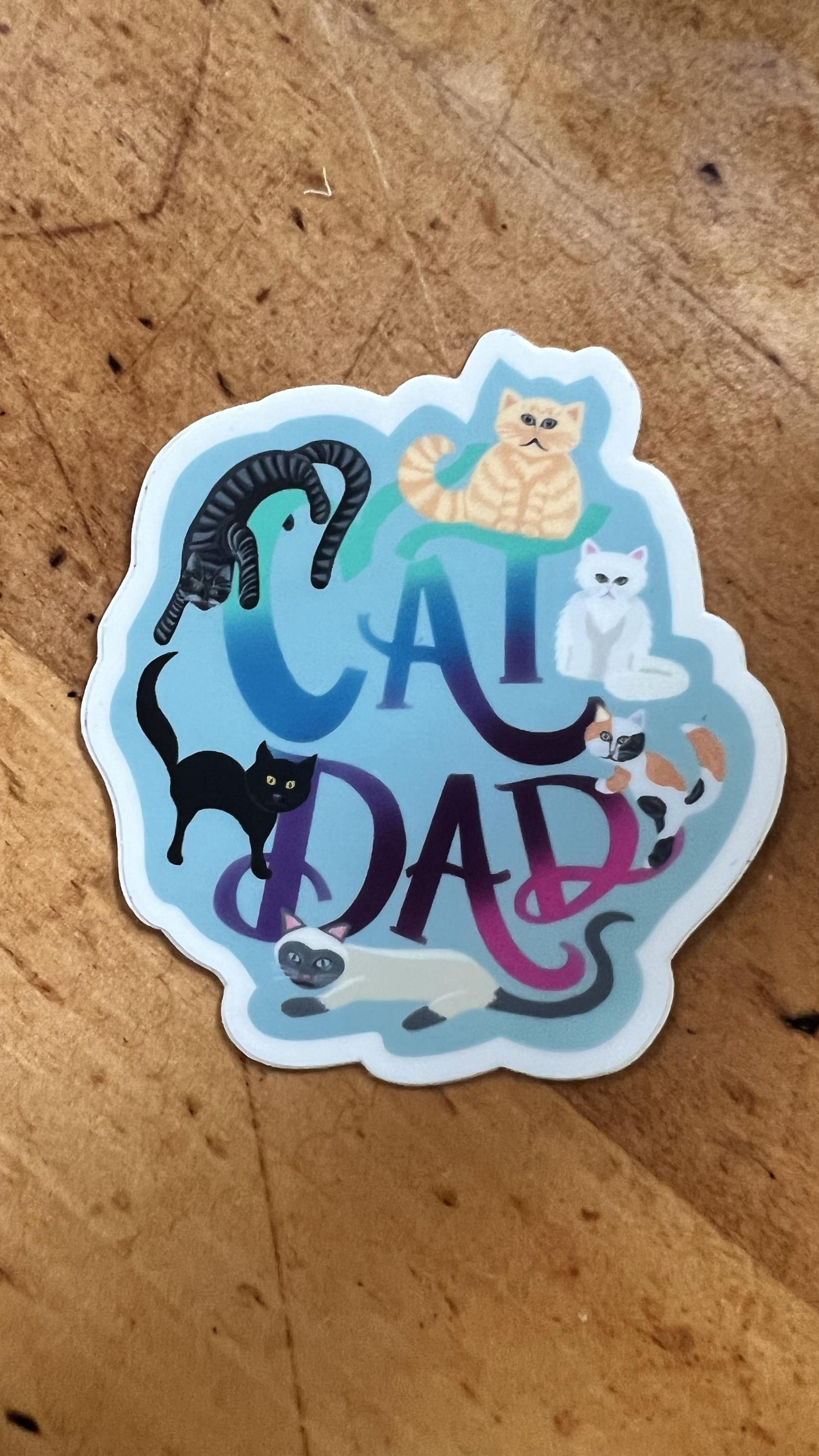 Cat Dad Sticker – Waterproof Vinyl Decal for Laptop, Water Bottle – Original Illustration