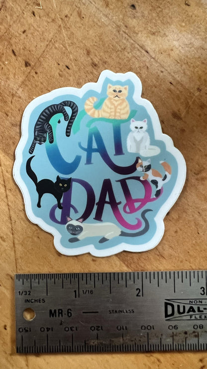 Cat Dad Sticker – Waterproof Vinyl Decal for Laptop, Water Bottle – Original Illustration
