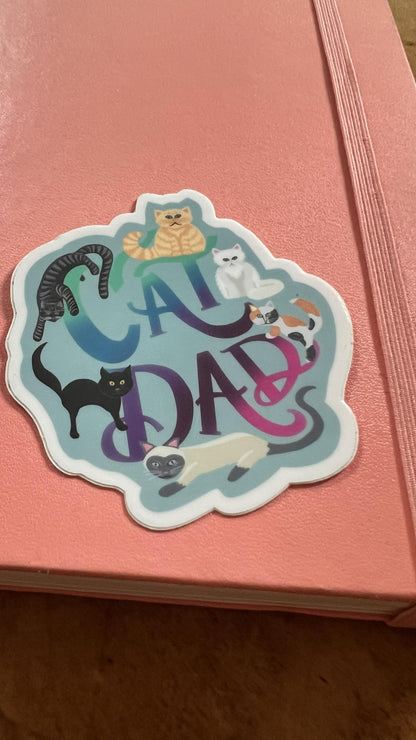 Cat Dad Sticker – Waterproof Vinyl Decal for Laptop, Water Bottle – Original Illustration